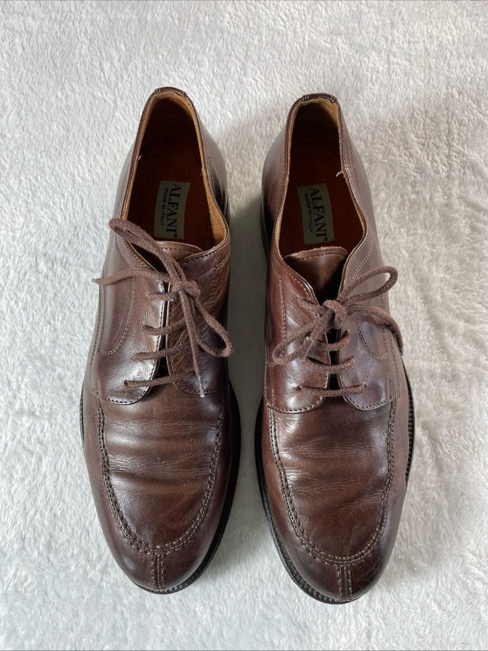 Alfani Men's Dress Oxfords Lace Leather Shoes US 10.5M Made in Italy